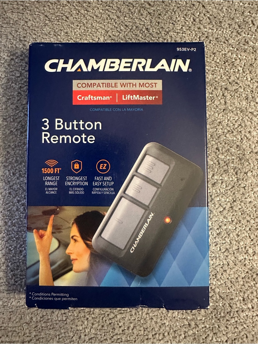 Chamberlain 3-Button Garage Remote - Black